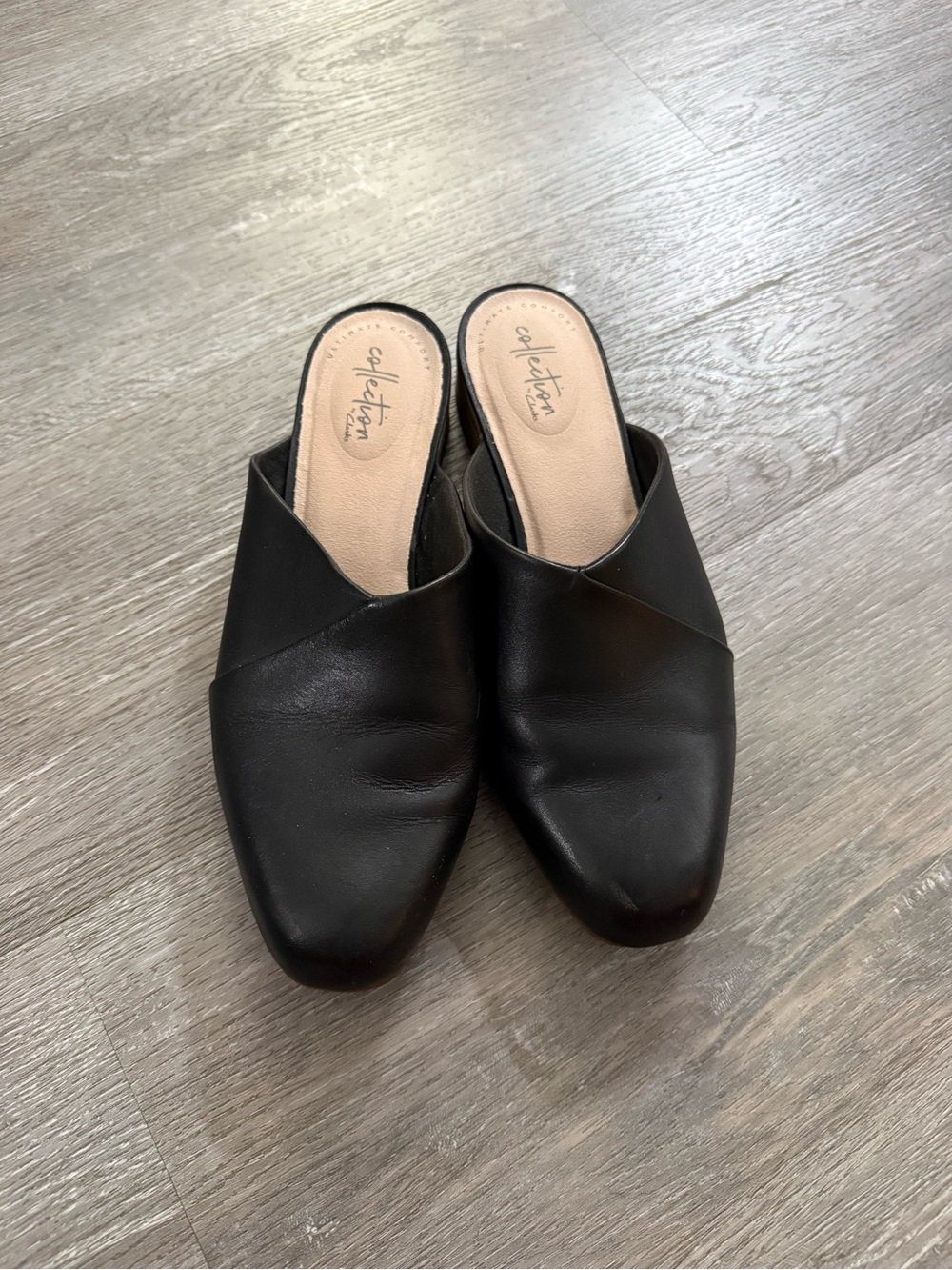 Women’s Clark’s Collection Black Leather V-Cut Slip-On Mules